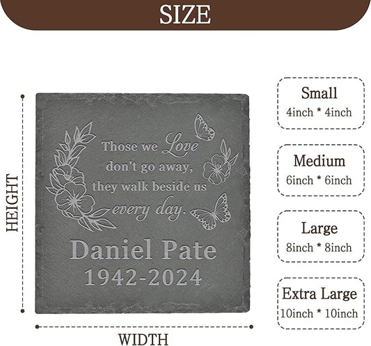 Personalized Memorial Stone Memorial Garden Stone - Sympathy Gifts for Loss of Dad, Mom or Loved One - Bereavement, Remembrance and Condolence Gift - Walk Beside Us Every Day Square