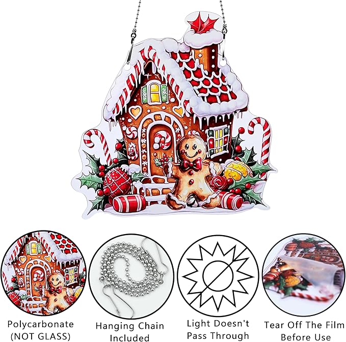 Gingerbread Man Ornaments Colorful Window Hanging Decorations Home Wall Decor for Indoor Outdoor