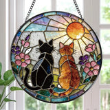 Rngmsi Stained Glass Window Hanging, 7.8″ Cat Sun Catchers with Hook Indoor Window Decor, Decorative Suncatchers Hanging Ornaments Home Garden Art Gift for Housewarming