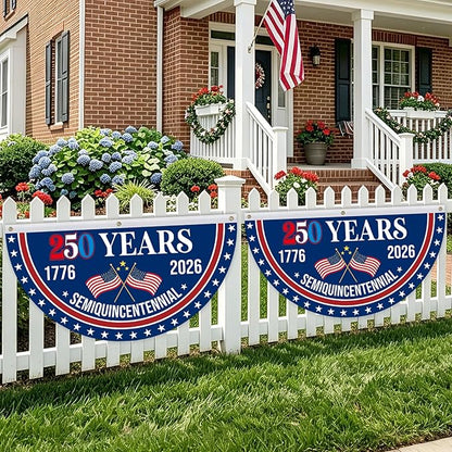4th of July Patriotic Bunting - American Flag Bunting 1.5 X 3 Ft, 250 Years American Flag, 4th of July Party Decorations, 1776-2026 250 Year American Anniversary Flag Indoor Outdoor Hanging Decor-2PCS