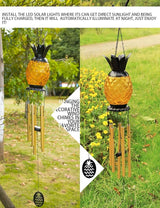 MUMTOP Solar Wind Chime Pineapple Solar LED Light Tropical Windchimes Decorative Hanging Wind Bell for Porch Patio and Garden Decor