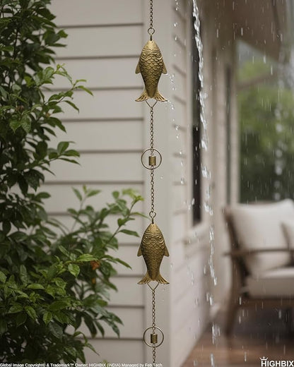 HIGHBIX Rain Chain 8ft Handmade Garden Display Hanging Replacement for Gutter Downspouts Black Powder Coated (Theme 3)