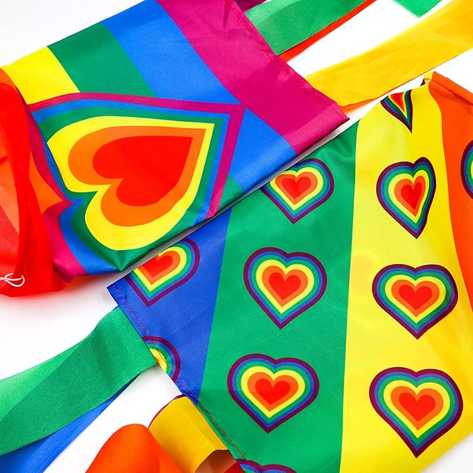 timecity 2PCS Rainbow Windsock Heavy Duty 40 Inches Garden Stripes Heart Wind Socks Banner Flag Outdoor Hanging Decor for Valentine's Day Wall Tree Front Patio Lawn Garden Decor
