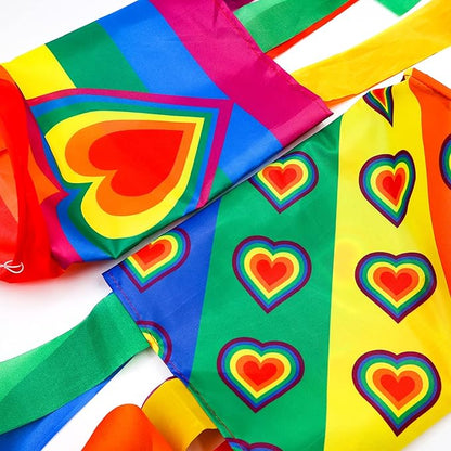timecity 2PCS Rainbow Windsock Heavy Duty 40 Inches Garden Stripes Heart Wind Socks Banner Flag Outdoor Hanging Decor for Valentine's Day Wall Tree Front Patio Lawn Garden Decor