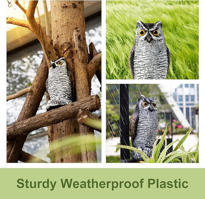 OFFO Fake Owls, Plastic Owl Statue to Decorate The Garden, Porch Pool Patio Yard, Halloween Decorations for Outdoor Garden, 8.3 in Height, Brown and White