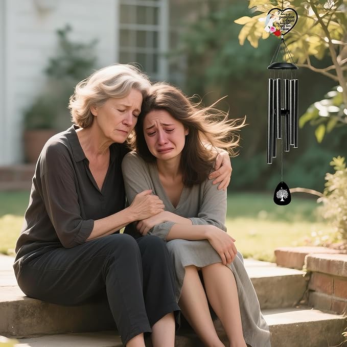 BUoonyer Mom Memorial Wind Chimes - Memorial Gifts for Loss of Mother, Remembrance Sympathy Gift, Loved Ones Women Angel Commemorative Bereavement Windchimes for Outdoor Outside Patio Decor