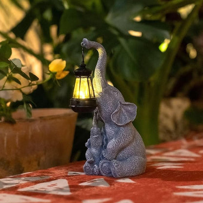 Solar Garden Outdoor Statues Elephants Decors Figurine Light, Lawn Decor Elephants Statue for Patio, Balcony, Yard Ornament, Chrismtas Gifts for Women Mom Grandma
