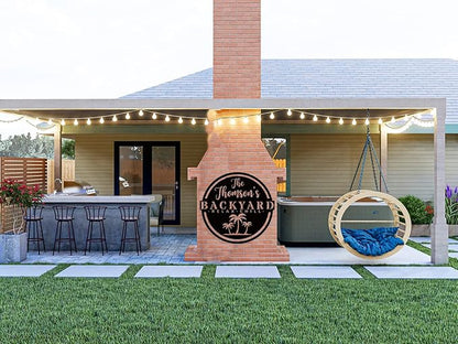 Metal Welcome to Our Backyard Sign,Personalized Patio Signs and Decor Outdoor, Metal Backyard BBQ Man Cave Sign