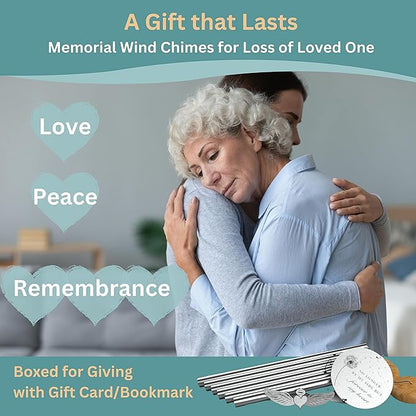 Sympathy Memorial Wind Chimes for Loss of Loved One - Large 26" Bronze Bereavement Gift for Outdoors, in Memory of Mother, Father, or Dog