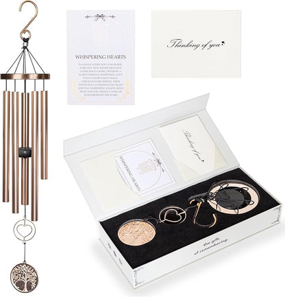 30” Memorial Wind Chime with Gift Box – Whispering Hearts Collection – Platinum Rose.