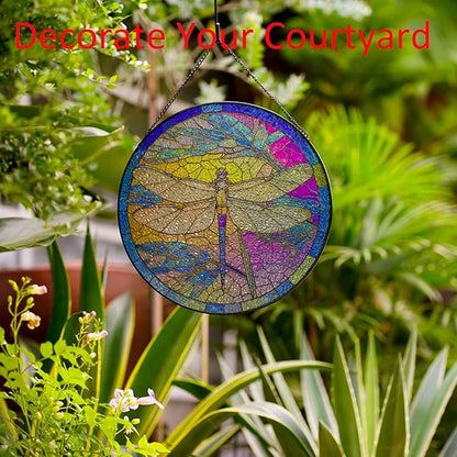 Stained Glass Window Hanging,20cm/7.87inch Dragonfly Hand-Painted Sun Catcher Garden Hangings Christmas Mother's Day, Valentine's Day Ornaments Festival Gift (B Style)