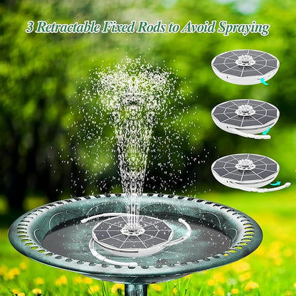 AISITIN 6.5W Solar Fountain Pump with Colorful LED Lights, 3000mAh Battery, Anti-Drift Brackets, 10 Nozzles, Remote Control, Solar Powered Bird Bath Fountain for Outdoor Garden Pond Fish Pond Backyard