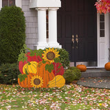 Glitzhome 41.75" H Fall Pumpkin Patch Combo Yard Stake, Metal Thanksgiving Pumpkins Sunflower Yard Signs, Decorative Pumpkin Garden Stake for Home Fall Autumn Harvest Halloween Patio Lawn Decor