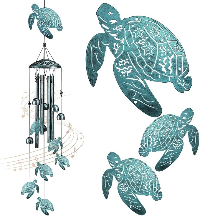 Sea Turtle Wind Chimes for Outside,41" Metal Windchimes, Housewarming/Halloween/Festival/Memorial Turtles Gifts for Women/Men, Sea Turtle Decor for Outside, Patio or Yard, Garden