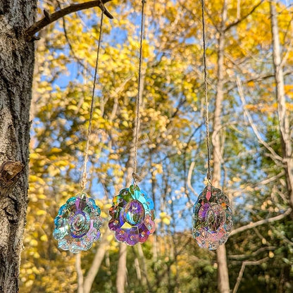 Crystal Prism DIY Suncatchers, 3PC AB Flower Prism Hanging Crystal for Windows, Chandeliers, Garden and Home Decor
