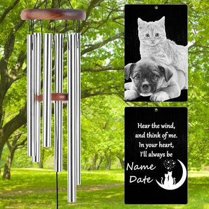 Personalized Wind Chimes Memorial Engraved Gift,Custom Sympathy Wind Chime for Loss of Loved One,Customized Mother Father Dog Pet Family Remembrance Bereavement Gifts
