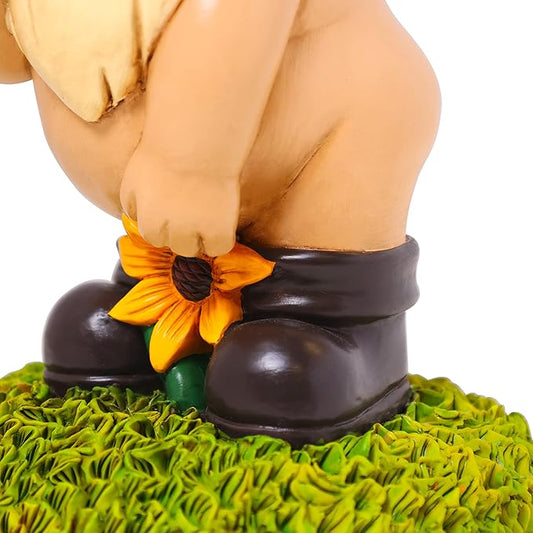 9” Naked Garden Gnome Statue – Naughty & Fun Yard Décor for Outdoor Spaces – Durable Resin Lawn Ornament – Hilarious Garden Gift for Women, Housewarming, or Backyard Decoration