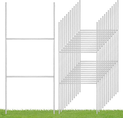 12 Pack Yard Sign Stakes, 23X10 INCH H Frames Metal Stakes for Yard Signs for Ground Outdoor, Yard Sign Holder Stand for Corrugated Plastic Sign, Blank Lawn Sign, Estate Garage Sale, Easter Decor