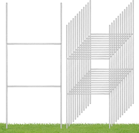 12 Pack Yard Sign Stakes, 23X10 INCH H Frames Metal Stakes for Yard Signs for Ground Outdoor, Yard Sign Holder Stand for Corrugated Plastic Sign, Blank Lawn Sign, Estate Garage Sale, Easter Decor