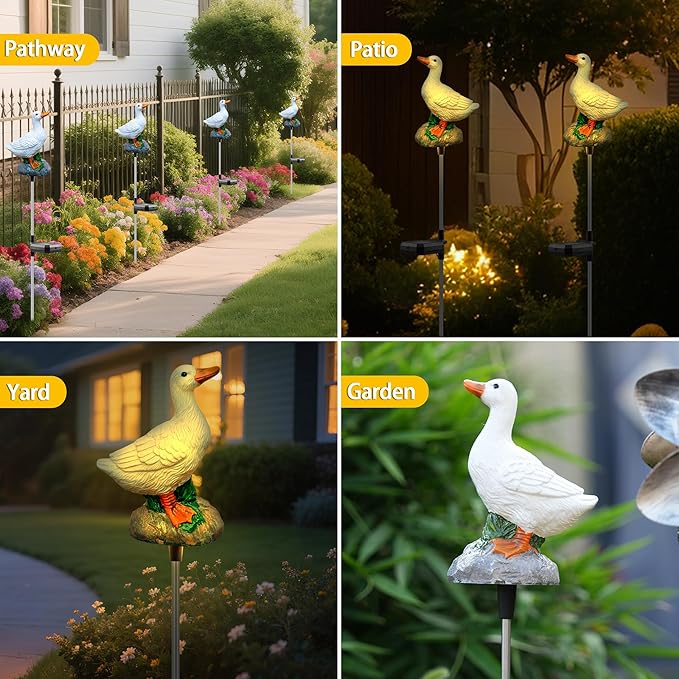 Solar Porch Goose Statue Garden Decor, 29 inch with Motion-Activated Sound Outdoor Decorative Garden Stake Lighting for Lawn Patio Yard Balcony - Unique Goose Gift for Garden Lovers