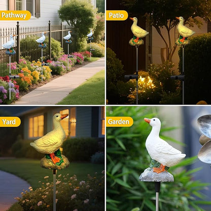 Solar Porch Goose Statue Garden Decor, 29 inch with Motion-Activated Sound Outdoor Decorative Garden Stake Lighting for Lawn Patio Yard Balcony - Unique Goose Gift for Garden Lovers