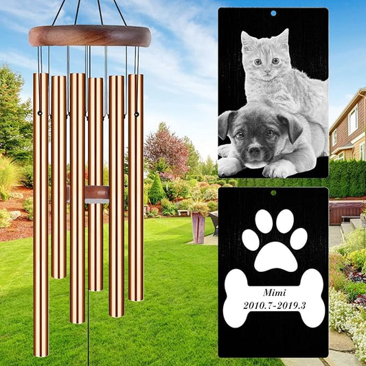 Personalized Wind Chimes Memorial Engraved Gift,Custom Sympathy Wind Chime for Loss of Loved One,Customized Mother Father Dog Pet Family Remembrance Bereavement Gifts