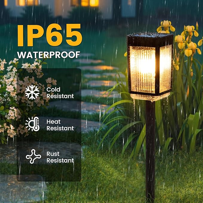 Solar Pathway Lights, 8 Pack Solar Powered Garden Lights Waterproof IP65, Auto On/Off Outdoor Light for Lawn Patio Walkway Driveway Decor Landscape Lighting (Warm White)