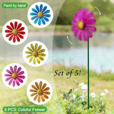 Wind Spinners Garden Decor,5 Pack Colorful Daisy Garden Stakes for Outdoor Decorations,Metal Wind Spinner Yard Stake for Patio,Lawn