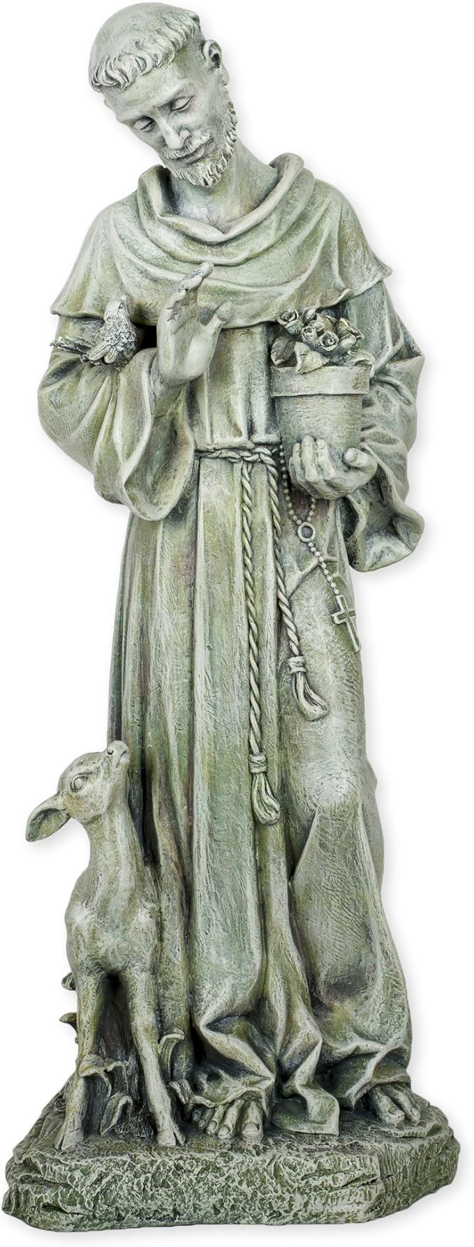 Joseph's Studio by Roman,18" H St. Francis with Fawn Garden Statue, Religious Outdoor Decor, Angel, Patron Saint
