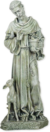 Joseph's Studio by Roman,18" H St. Francis with Fawn Garden Statue, Religious Outdoor Decor, Angel, Patron Saint