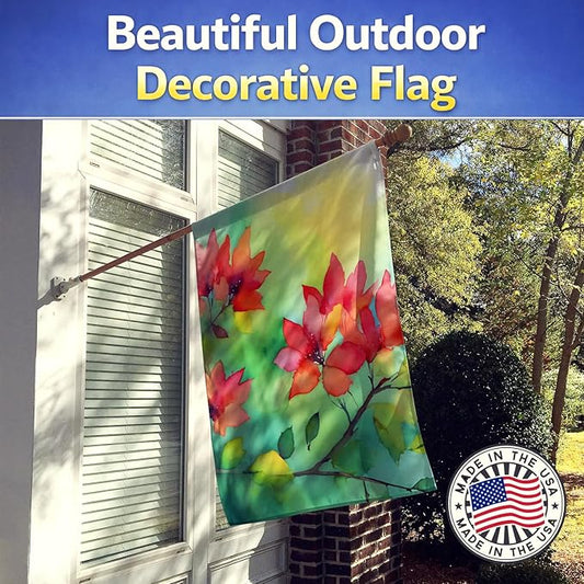 Caroline's Treasures Missouri Hawthorns in Watercolor House Flag Large Porch Sleeve Pole Decorative Outside Yard Banner Artwork Wall Hanging, Polyester, House Size, Multicolor