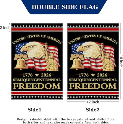 250th Anniversary America Garden Flag, 250 Anniversary USA Flag Patriotic Banner 250 Years of Freedom Yard Sign 4th of July Double-Sided Waterproof 1776-2026 Commemorative Flag 12x18 Inch