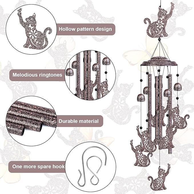 YHmall Wind Chimes for Outside, 35" Memorial Windchimes Outdoors Cat Gifts for Women, Mom, Patio Porch Garden Decor