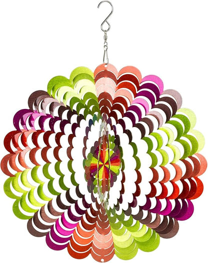 Dawhud Direct Rainbow Spiral Kinetic Wind Spinner for Yard and Garden Wind Spinner Outdoor Metal Large Hanging Rainbow Decor 3D Garden Art Wind Sculpture Spinners Kinetic Art Lawn Ornaments