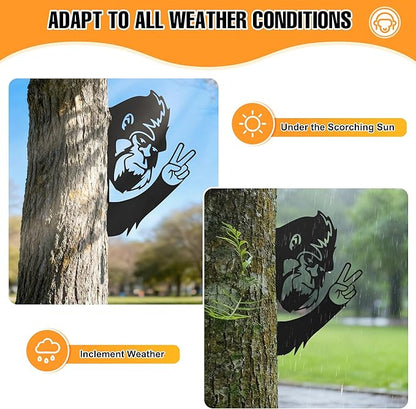Bigfoot Yard Decor, Big Foot Sasquatch Gifts, Bigfoot Metal Victory Sign Gift, Sasquatch Metal Wall Art, Humorous decor for garden, Multiple Styles and Sizes, Easy Aseembly