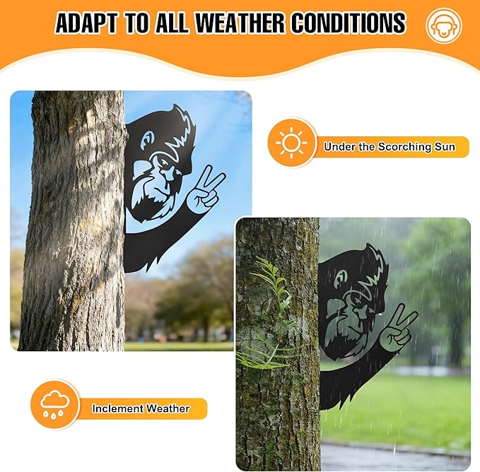 Bigfoot Yard Decor, 15 * 10“ Big Foot Sasquatch Gifts, Bigfoot Metal Victory Sign Gift, Sasquatch Metal Wall Art, Humorous decor for garden, Multiple Styles and Sizes, Easy Aseembly