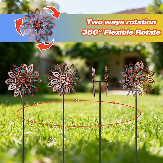 Wind Spinners for Outdoor Yard Decor, 360 Degrees Swivel Outdoor Metal Wind Spinner, 62" Wind Sculptures Garden Decor for Patio Lawn Yard