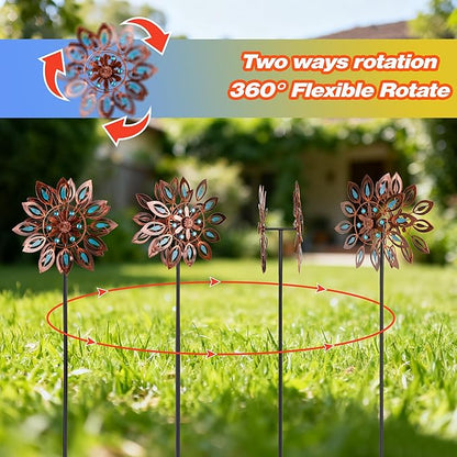 Wind Spinners for Outdoor Yard Decor, 360 Degrees Swivel Outdoor Metal Wind Spinner, 62" Wind Sculptures Garden Decor for Patio Lawn Yard