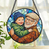 Personalized Grandma Stained Glass Sun Catcher, Custom Photo Window Hanging, Personalized Stained Glass, Gift for Grandma, Grandparents, Christmas, Birthday, Keepsake, Christmas Ornament, P4