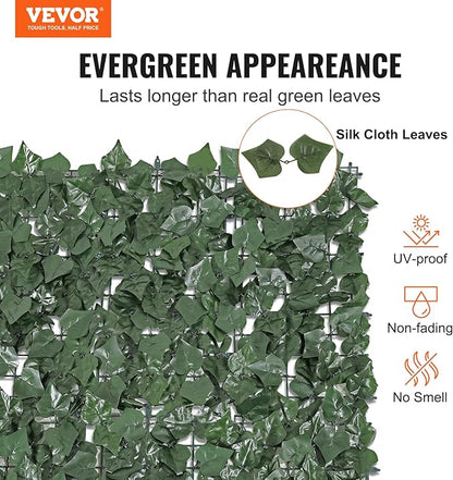 VEVOR Artificial Ivy Privacy Fence Screen, 96 x 72 in Faux Ivy Vine Leaf Hedges Fence, Greenery Privacy Fence with Strengthened Joint, Green Wall Decoration for Outdoor Garden, Yard, Balcony