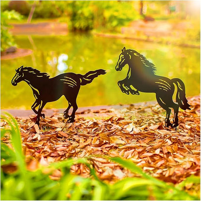 Horse Metal Garden Stakes Decorative Horse Gifts for Women/Men Horse Lovers Gifts,Black Horse Silhouette Statues for Yard Art,Outdoor Decor,Outside,Patio,Lawn Ornaments,Garden Decorations