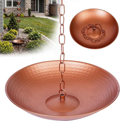 DUSVALLY Rain Chain Anchoring Basin 10.8 inch Water Feature Basin, Garden and Terrace Decoration Rain Chain Basin for Rainwater Collection Roof Drainage Ditch Downspouts, Gold