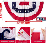8 PCS Fourth of July Decorations, 1.5 x 3 FT US Pleated Fan Flags, Patriotic Bunting American Flag Banner USA Half Fan Flag Home Garden Outside Decor for 250th Anniversary Independence Day Memorial Day