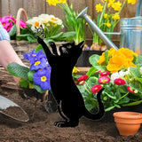 Yard Ornaments, Garden Outdoor Statues Animal Stakes, Metal Black Cat Stake Garden Garden Statue, Garden Stakes Decorative for Yard Decor and Lawn Ornaments (C)
