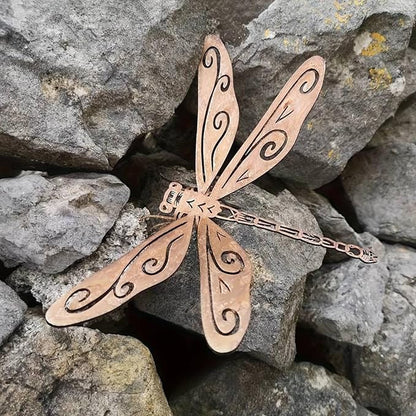 2 Pack Rusty Dragonfly Garden Decor, Metal Dragonfly Outdoor Yard Decor, Colorable Dragonflies Outdoor Statues Ornaments - Garden Sculptures and Yard Art, Fence Decorations Outdoor