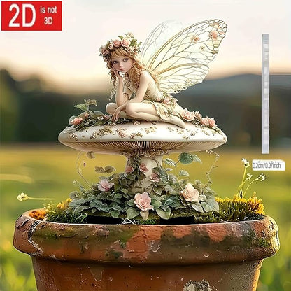 2D Flower Fairy Acrylic Garden Stake Decorative Yard Lawn Planter Outdoor Ornament (#15 Style)