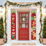 Ivenf Christmas Decorations Outdoor Yard: Cute Gingerbread Man Front Porch Sign Set, Hanging Red Brown Welcome Door Banner Xmas Decorations for Home, Wall Front Door Yard Garage Indoor Outdoor Décor