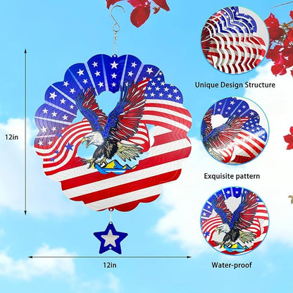 3D Wind Spinner, 12 inch 3D Kinetic Metal Garden Spinners, Rustproof Metal Garden Decor Yard Art, Wind Sculptures Ideal Gift for Homeowners & Garden Lovers