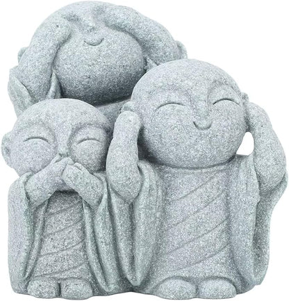 Mini Monk Buddha Statue Green Sandstone Statues Zen Monk Praying Statue Sculptures for Wealth Good Luck Feng Shui Decor Home Fish Tank Aquarium Garden (Style 3)