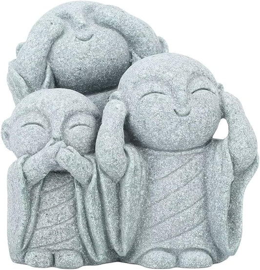 Mini Monk Buddha Statue Green Sandstone Statues Zen Monk Praying Statue Sculptures for Wealth Good Luck Feng Shui Decor Home Fish Tank Aquarium Garden (Style 3)